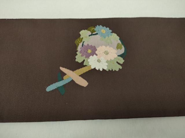 平和屋着物○爪掻き本綴れ 八寸名古屋帯 花丸文 金糸 正絹