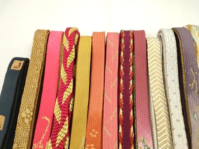 平和屋着物○和装小物 帯締め20本セット 高麗組 丸組 金糸 長尺あり 未