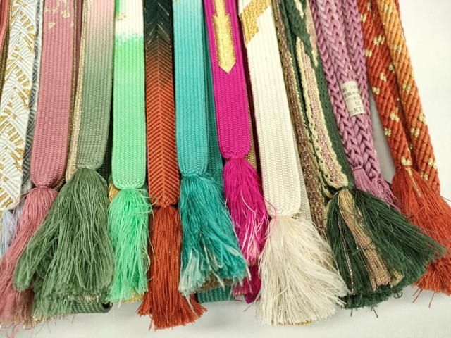 平和屋着物●和装小物　帯締め・帯揚げセット　高麗組　市松模様　正絹　逸品　未使用　AABC2760ay 平和屋着物○和装小物 帯締め・帯揚げセット 高麗組 市松模様 正絹