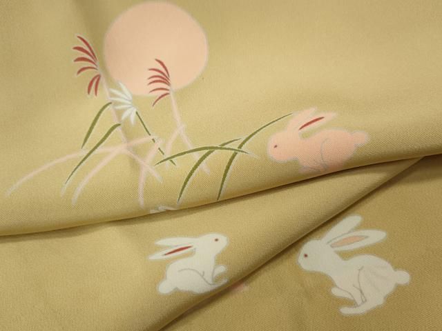 平和屋着物○長襦袢 無双仕立て 跳兎 ススキ 月 十五夜 半衿刺繍 正絹