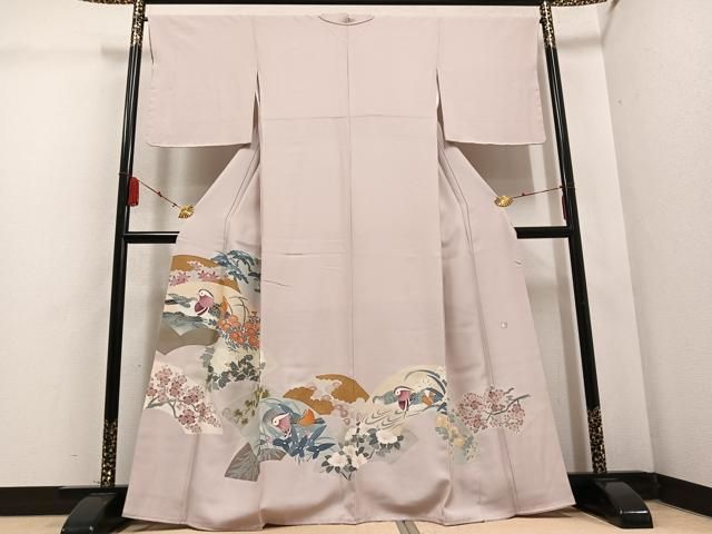 平和屋着物○豪華色留袖 友禅 手描き 桜 金銀彩 正絹 逸品 AABD3958ph 平和