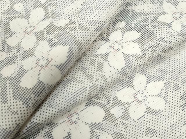 平和屋着物○本場大島紬 白大島 9マルキ 草花文 正絹 逸品 未使用