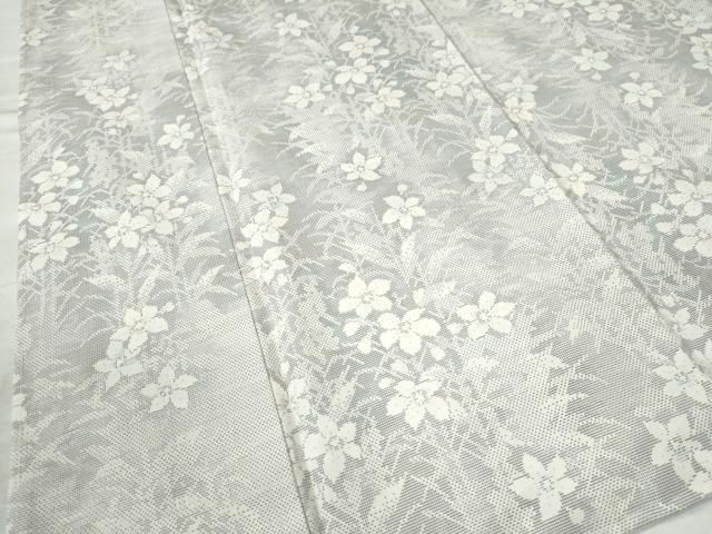 平和屋着物○本場大島紬 白大島 9マルキ 草花文 正絹 逸品 未使用