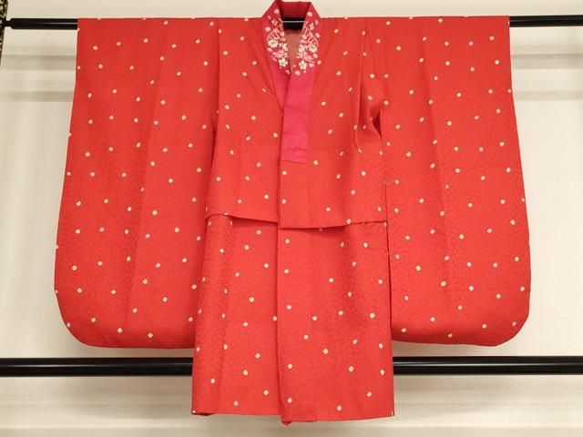 410ag88□七五三 七歳 女児 着物&袋帯&長襦袢 唐絞り 赤□状態良好 410ag88□七五三 七歳 女児 着物&袋帯&長襦袢 唐絞り 赤□状態良好