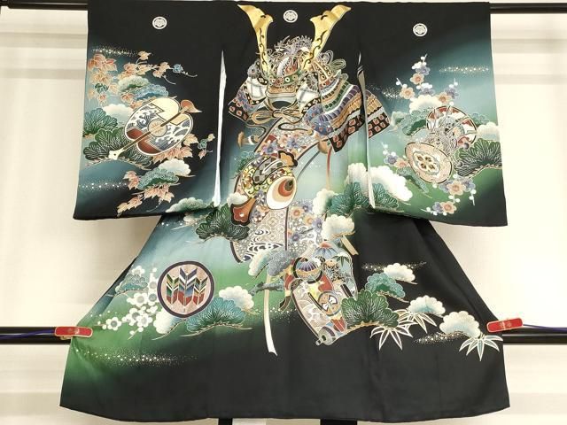 平和屋着物 お宮参り 男の子 祝着 産着 初着 のしめ 兜 吉祥草花文 暈し染め 金彩 ja