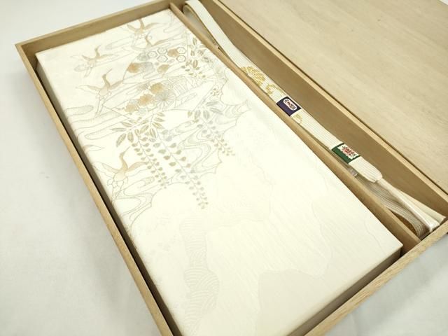 平和屋着物○和装小物 帯締め・帯揚げセット 舞蝶萩文 金彩 組紐 金糸