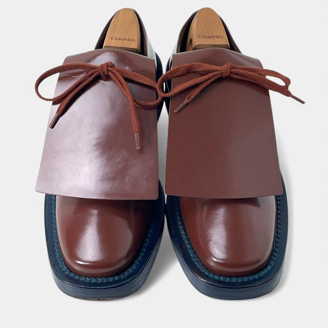 マルニ ブラウン キルト レースアップシューズ - メルカリ