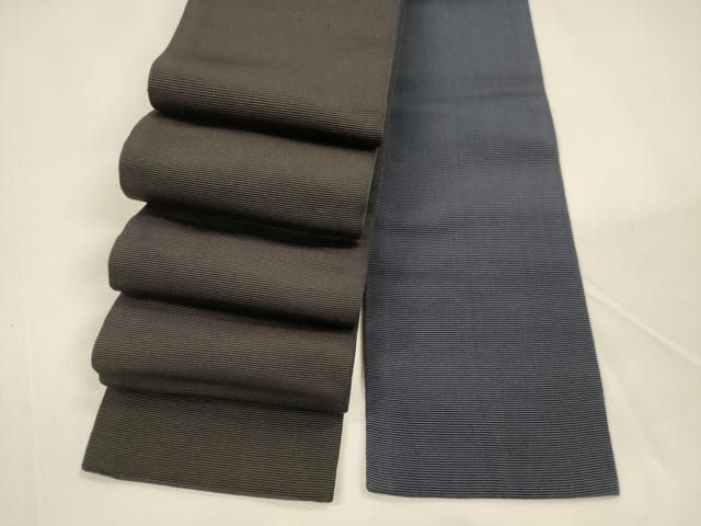 平和屋着物●男性 本場筑前博多織 両面 角帯 烏羽色 鉄紺色 正絹 逸品 DAAZ4093cm