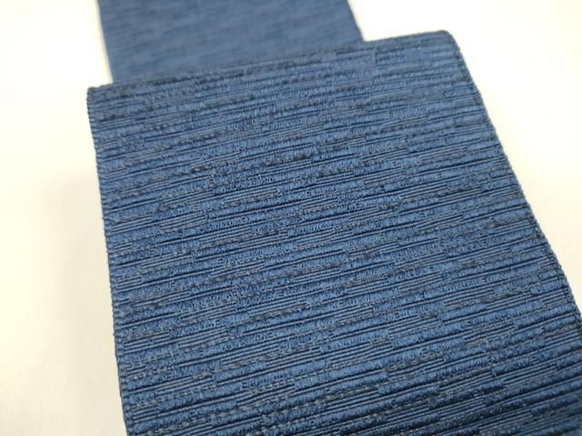平和屋着物●男性　本場筑前博多織　両面　角帯　深縹色　濃藍色　正絹　逸品　DAAZ4095cm 平和屋着物○男性 本場筑前博多織 両面 角帯 深縹色 濃藍色 正絹 逸品