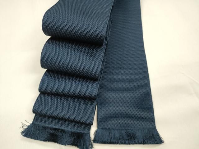平和屋着物●男性　本場筑前博多織　角帯　紺青色　正絹　逸品　DAAZ4098cm 平和屋着物○男性 本場筑前博多織 角帯 紺青色 正絹 逸品 DAAZ4098cm