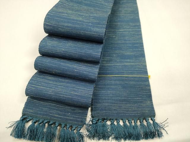 平和屋着物●男性　本場筑前博多織　角帯　霞文　藍色　正絹　逸品　DAAZ4101cm 平和屋着物○男性 本場筑前博多織 角帯 霞文 藍色 正絹 逸品 DAAZ4101cm