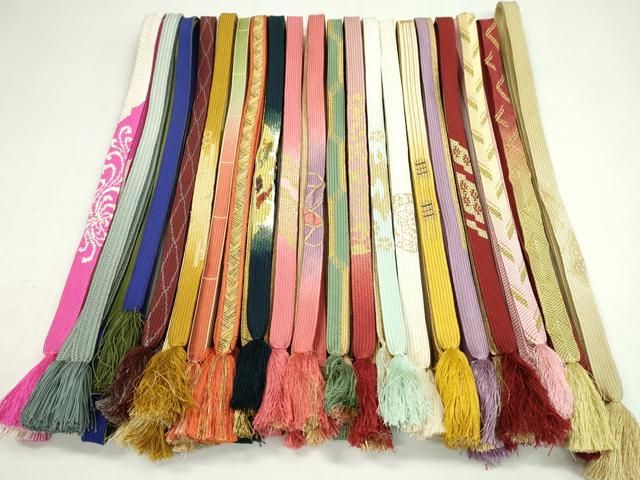 平和屋着物○和装小物 帯締め20本セット 高麗組 丸組 金糸 長尺あり 未