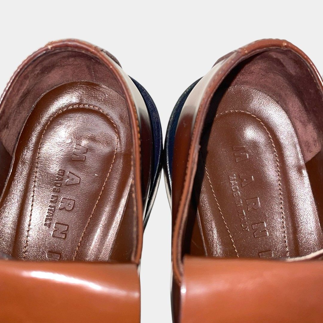 マルニ ブラウン キルト レースアップシューズ - メルカリ