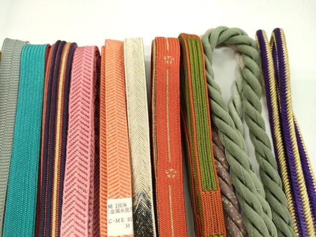 平和屋着物○和装小物 帯締め20本セット 高麗組 笹浪組 礼装用 金糸 長