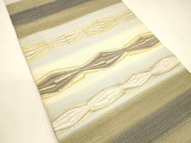 平和屋着物●綴れ　八寸名古屋帯　抽象文様　金糸　正絹　逸品　DAAZ4056cm 平和屋着物○綴れ 八寸名古屋帯 抽象文様 金糸 正絹 逸品 DAAZ4056cm 平和