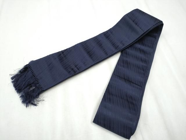 平和屋着物○男性 本場筑前博多織 角帯 斜線文 濃鼠色 正絹 逸品