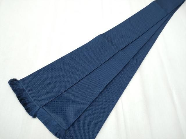 平和屋着物○男性 本場筑前博多織 角帯 青藍色 正絹 逸品 CABA1018hy