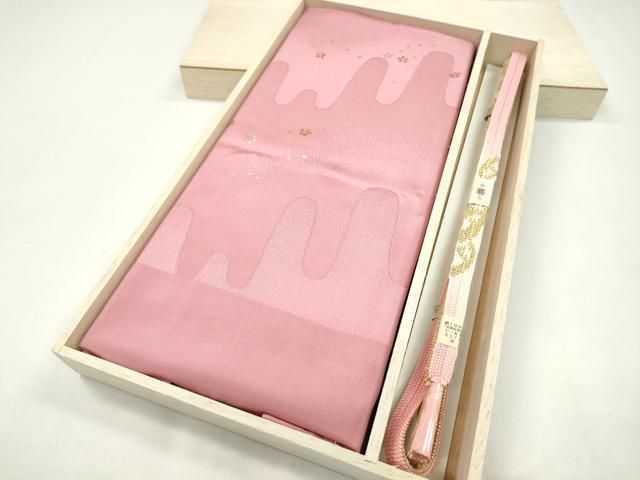 平和屋着物●和装小物　帯締め・帯揚げセット　舞桜文　金銀彩　逸品　未使用　CAAZ6224ju 平和屋着物○和装小物 帯締め・帯揚げセット 舞桜文 金銀彩 逸品 未