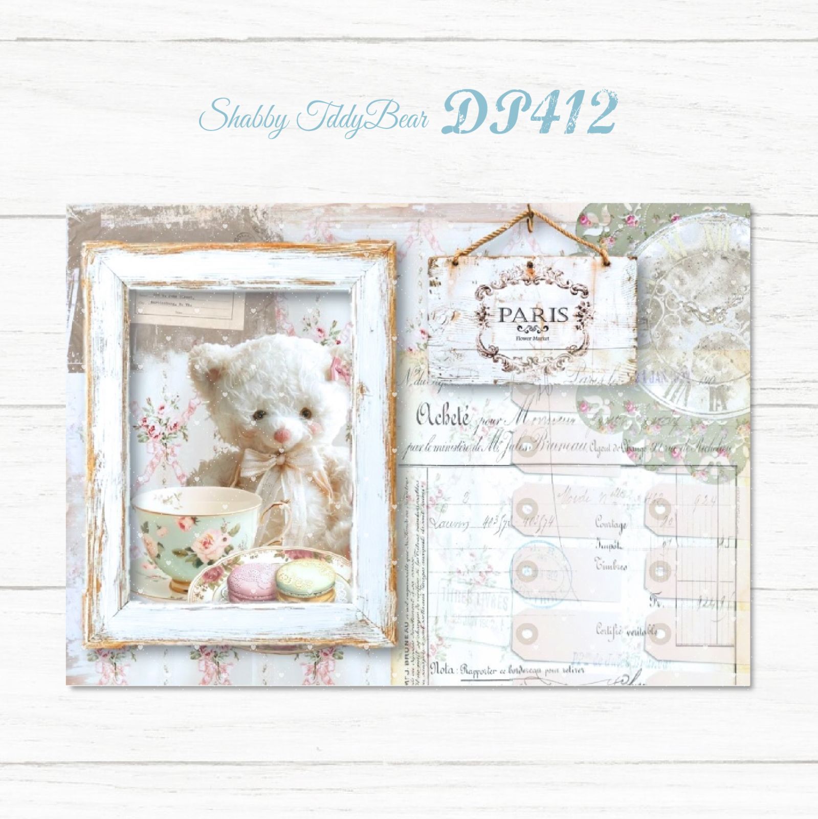 DP412】デザインペーパー ビンテージ クリスマス ベア コラージュ