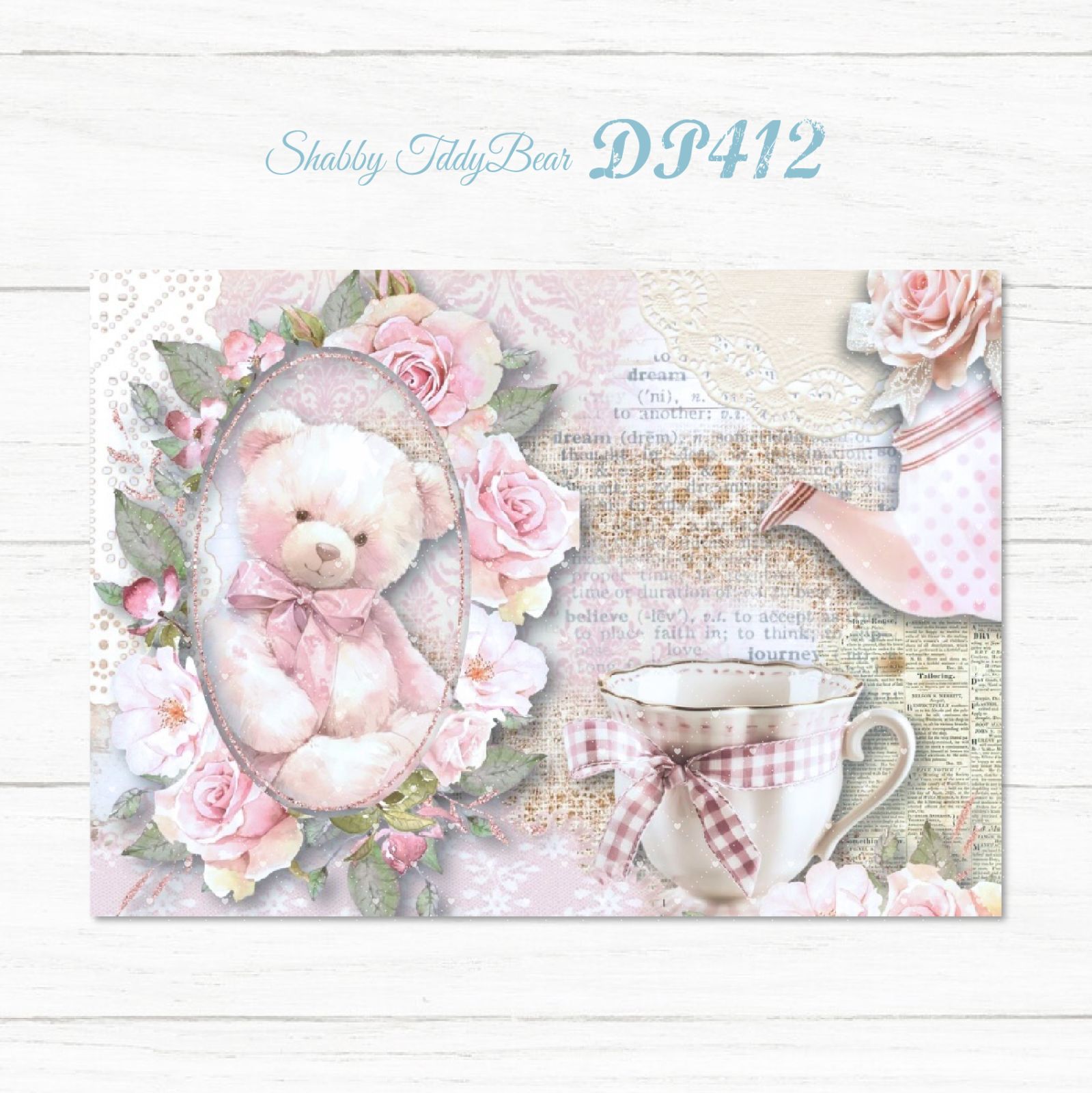 DP412】デザインペーパー ビンテージ クリスマス ベア コラージュ