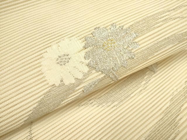 平和屋着物＊夏物　八寸名古屋帯　絽綴れ　枝葉文　金銀糸　正絹　逸品　DAAY8317cm 平和屋着物＊夏物 八寸名古屋帯 絽綴れ 枝葉文 金銀糸 正絹