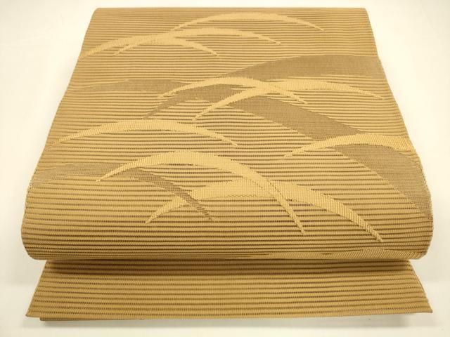 平和屋着物＊夏物　絽綴れ　八寸名古屋帯　芝文　狐色　正絹　逸品　DAAY8498cm 平和屋着物＊夏物 絽綴れ 八寸名古屋帯 芝文 狐色 正絹