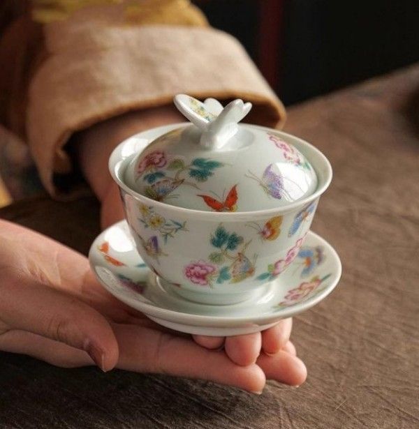 新品】 蝶恋花三才蓋碗 中国茶器 景徳鎮 蓋付き茶器 - メルカリ