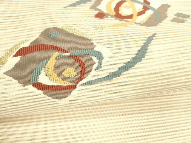 平和屋着物＊夏物 八寸名古屋帯 絽綴れ 横段文 暗紅色