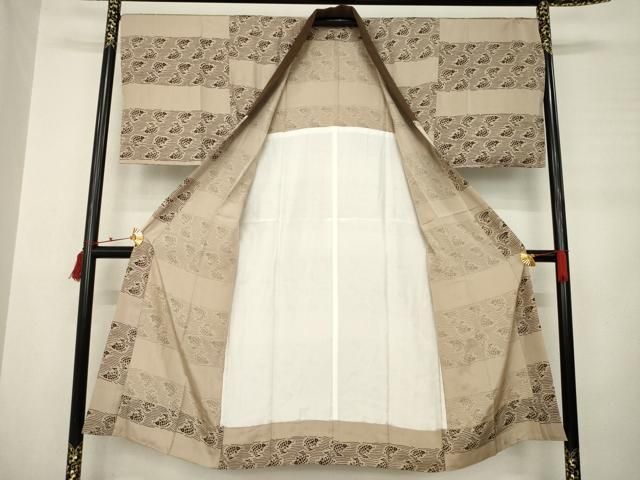 平和屋着物○男性 長襦袢 無双仕立て 鯛 荒磯 正絹 逸品 AABC9474ck