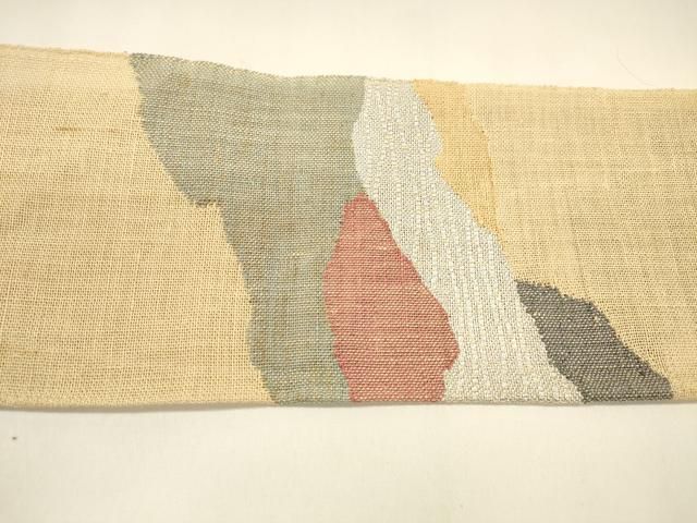 平和屋着物＊夏物　八寸名古屋帯　抽象文様　銀糸　DAAZ4033cm 平和屋着物＊夏物 八寸名古屋帯 抽象文様 銀糸 DAAZ4033cm 平和屋着物