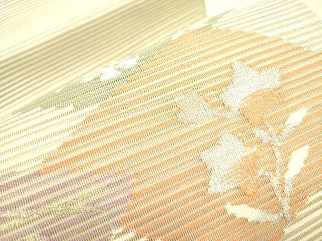 平和屋着物＊夏物 八寸名古屋帯 絽綴れ 枝花文 金銀糸
