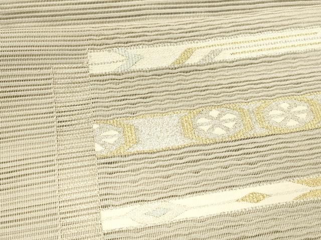 平和屋着物＊夏物 九寸名古屋帯 舞葉文 黒地 銀糸 正絹 逸品