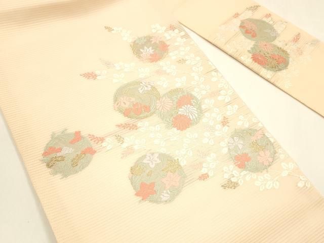 平和屋着物 夏物 九寸名古屋帯 唐織 草花文 金銀糸 正絹 cm