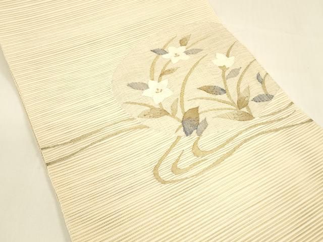 平和屋着物＊夏物 絽綴れ 八寸名古屋帯 草花文 正絹 逸品 DAAY2977op