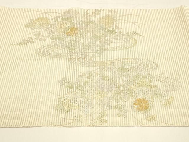  平和屋着物 夏物 絽綴れ 八寸名古屋帯 螺鈿 流水草花文 金銀彩 正絹 cm 名古屋帯 帯