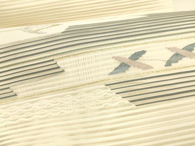 平和屋着物＊夏物 八寸名古屋帯 絽綴れ 抽象文様 金糸 正絹 逸品