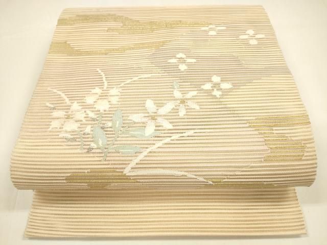 平和屋着物＊夏物 八寸名古屋帯 草花文 銀糸 DAAY8264cm 平和屋着物