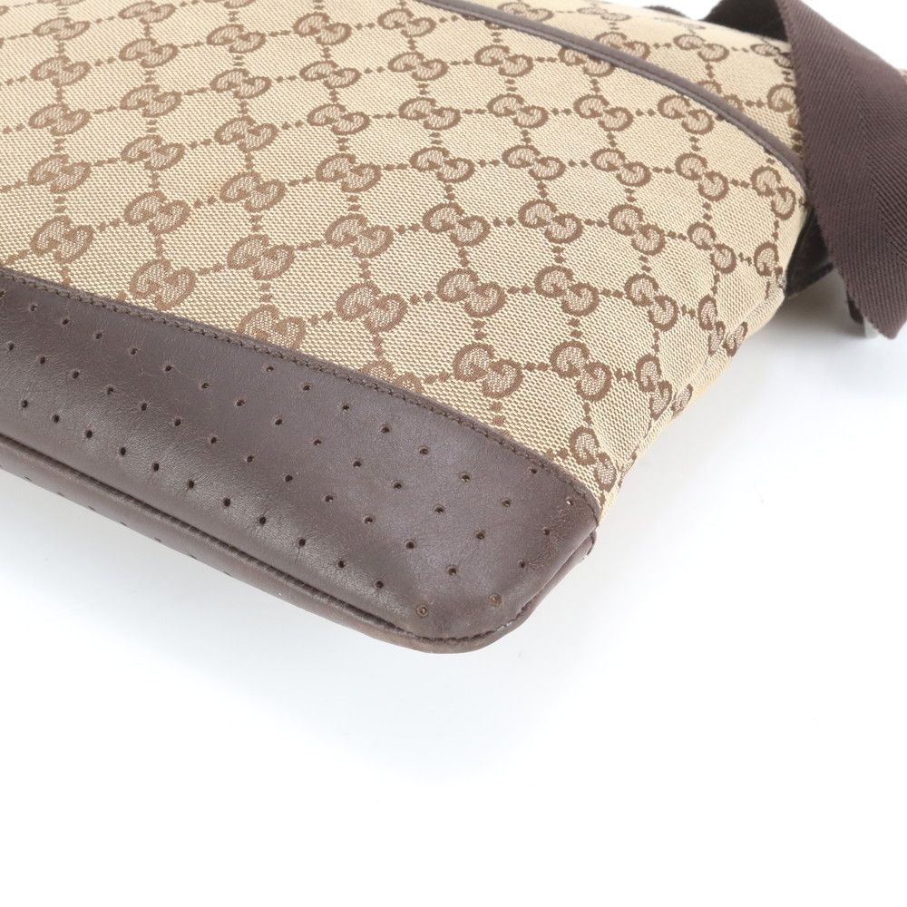 極美品 グッチ GG キャンバス レザー ショルダーバッグ 斜め掛け