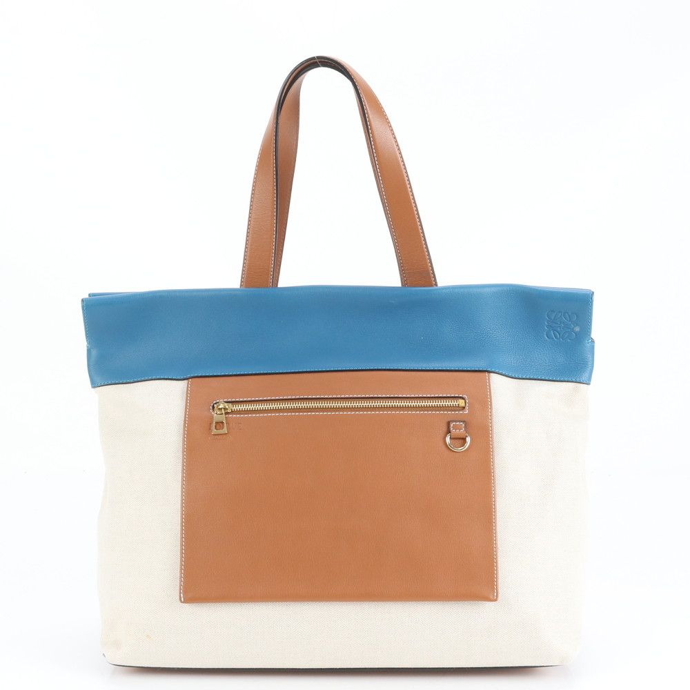 新品同様 ロエベ アナグラム レザー トート バッグ 肩掛け ショルダー