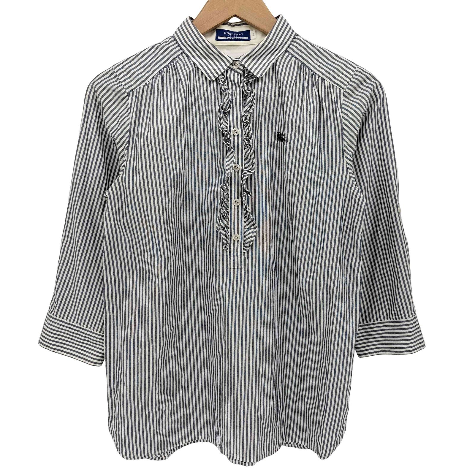 バーバリーブルーレーベル BURBERRY BLUE LABEL ロゴ刺繍 ストライプ