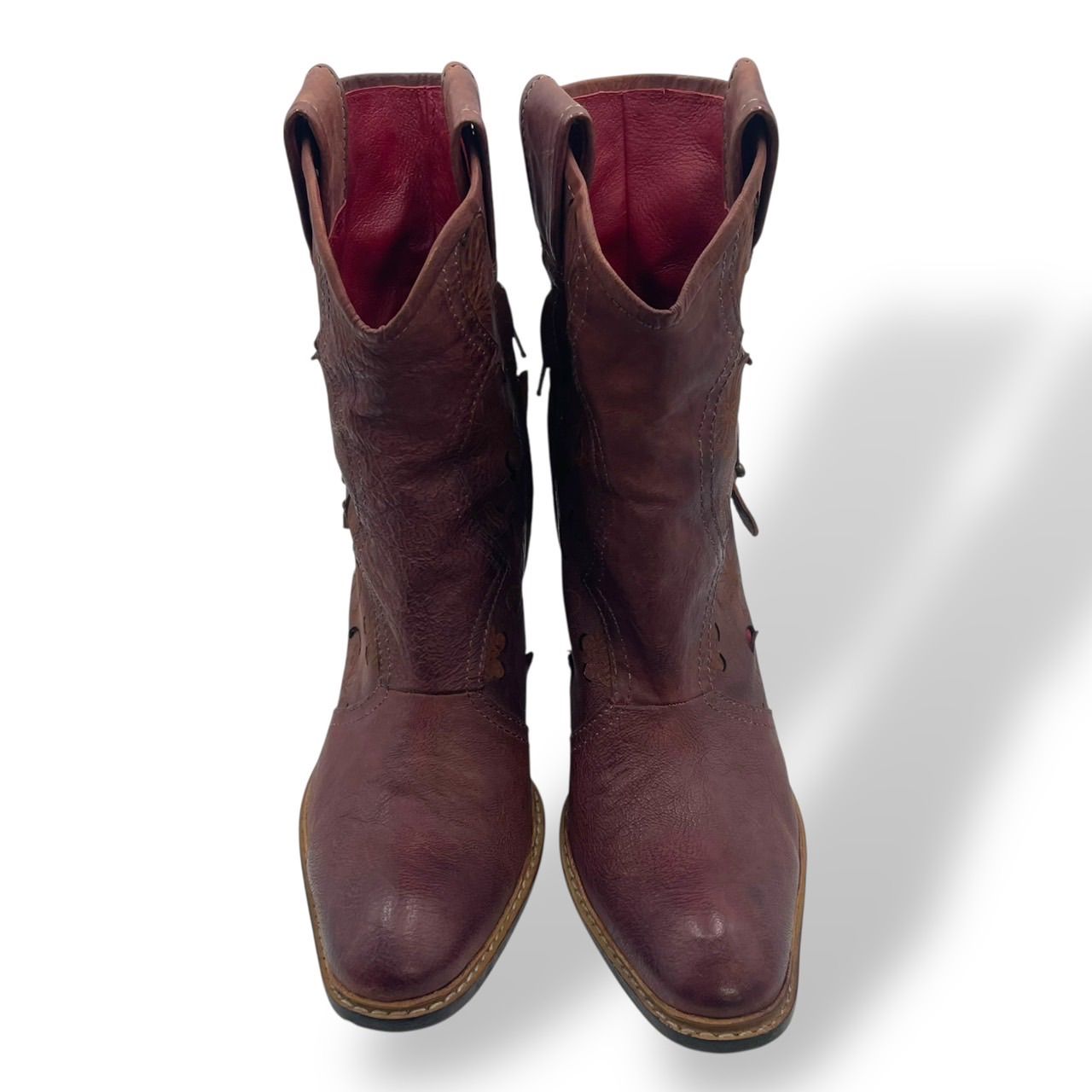 希少デザイン　マナ　mana ウエスタンブーツ　ロングブーツ 異素材　レザー 極美品 希少 MANA マナ ウエスタンブーツ ハーフブーツ プレーントゥ