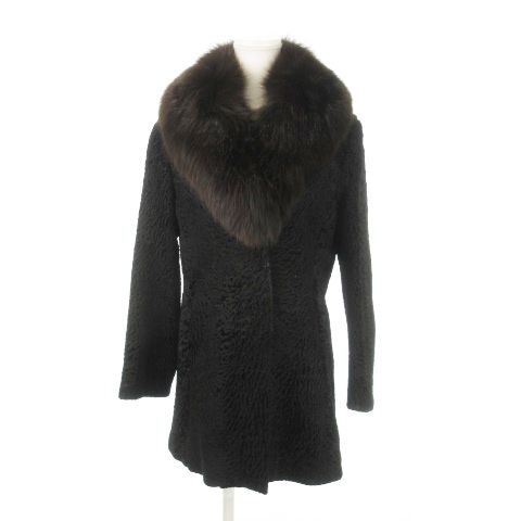 ファーコート カラクールラム 毛皮 ビッグカラー フォックスファー