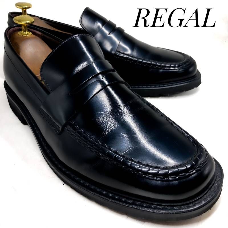 ほぼ未使用】REGAL リーガル コインローファー ハーフサドル JU27 黒 