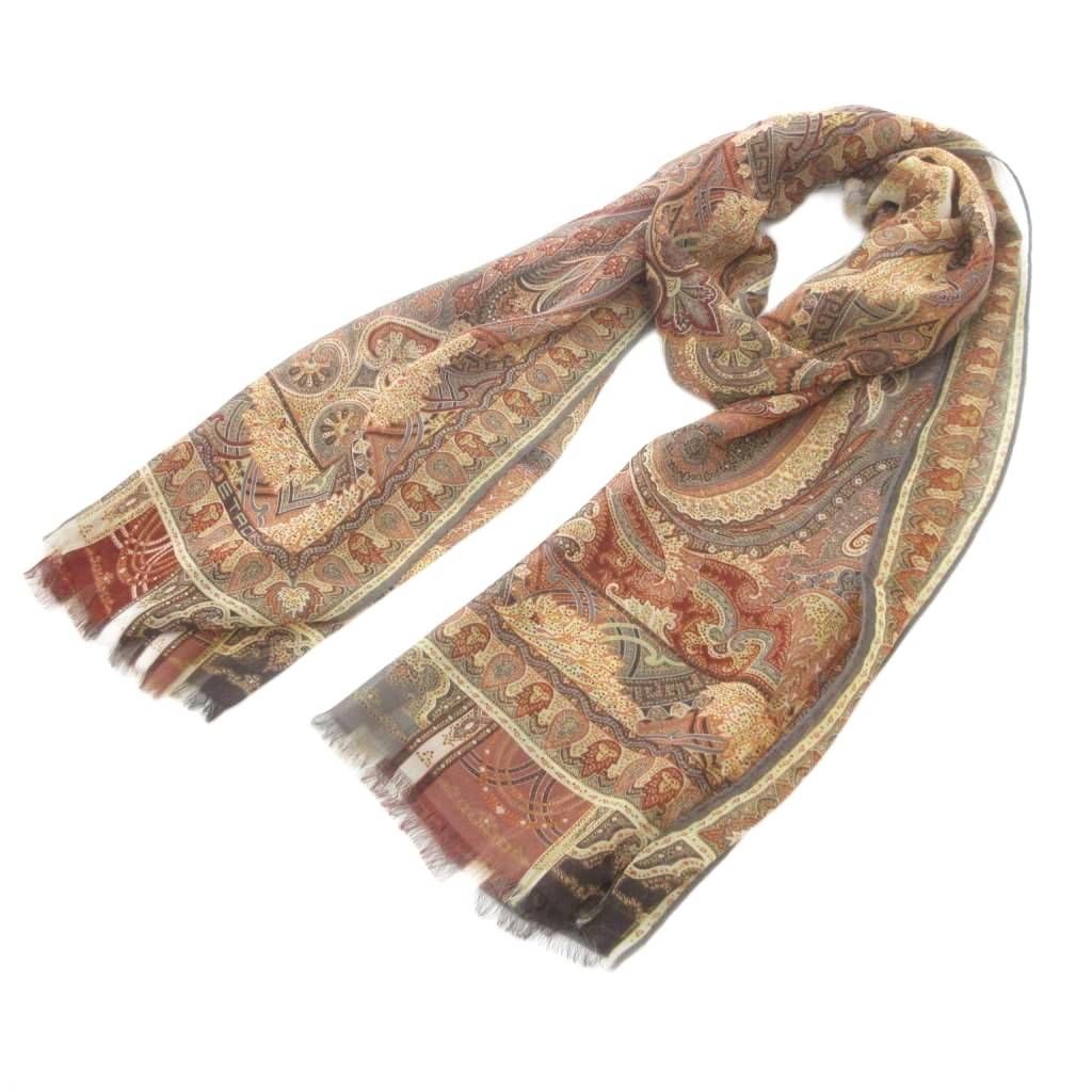 エトロ ETRO ストール フリンジ ペイズリー 総柄 絹 シルク イタリア製