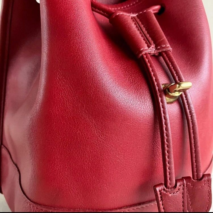 Vintage Coach DayPack Red Leather Turnlock Flap Drawstring