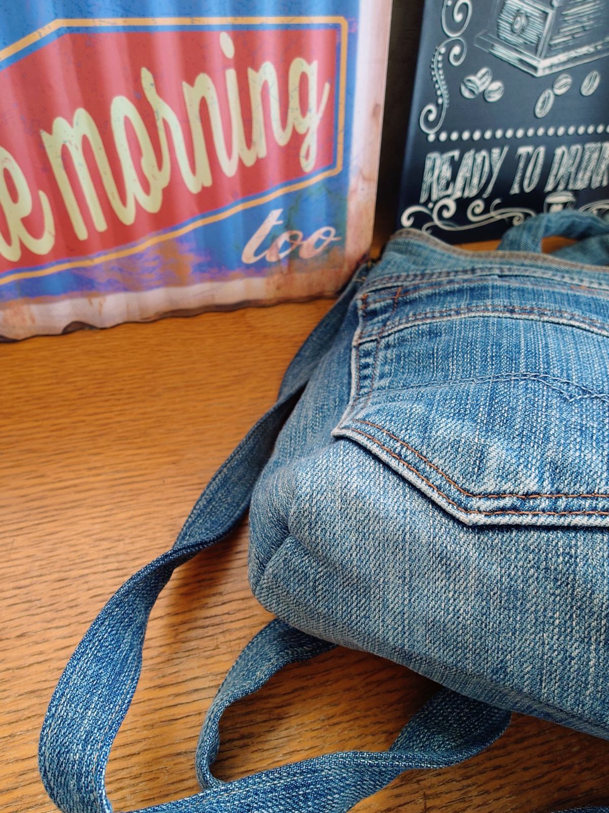 99☆USEDダメージデニムリメイク☆ショルダーバッグ☆トートバッグ