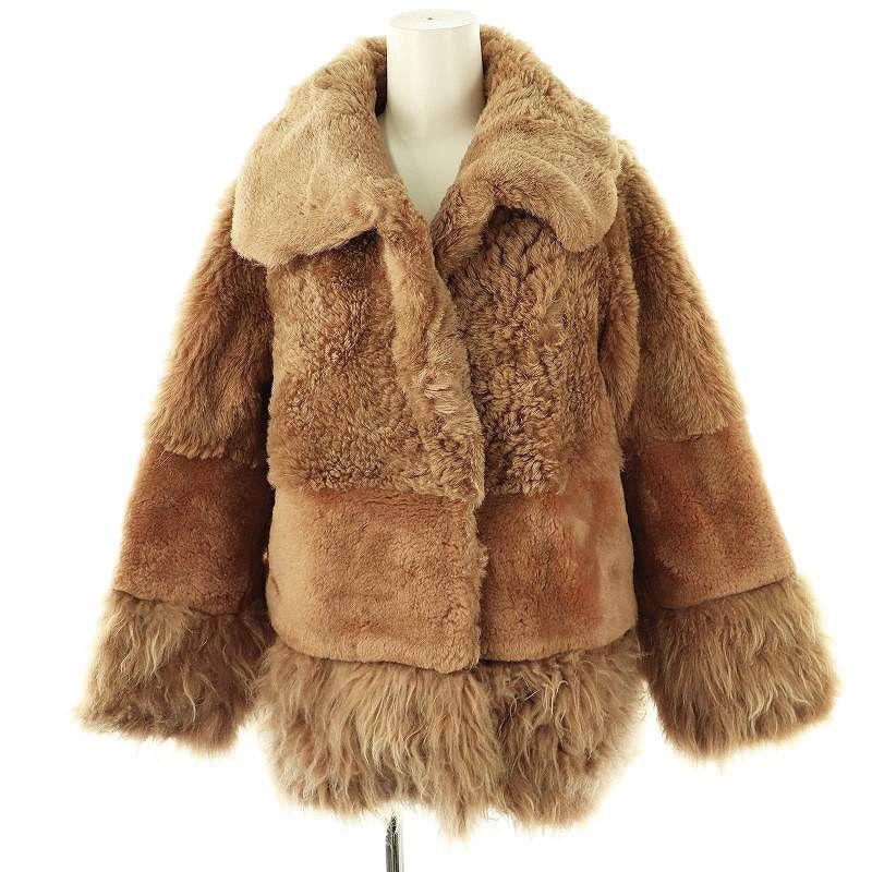 グレースコンチネンタル GRACE CONTINENTAL ハイブリットファー ハーフコート ステンカラー ラムファー カシミヤファー 36 茶 /MI ■OS ■SH