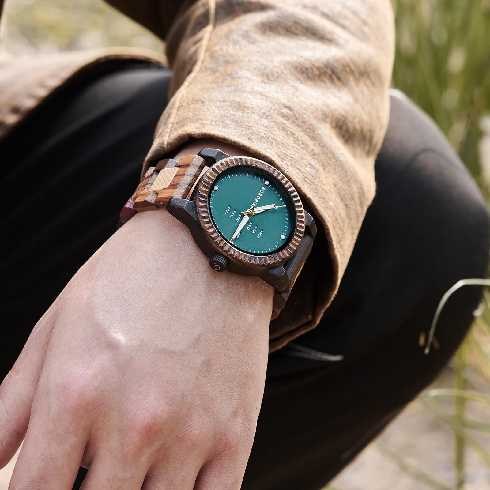 在庫処分】BOBO BIRD メンズ木製時計アナログクォーツ曜日カレンダー