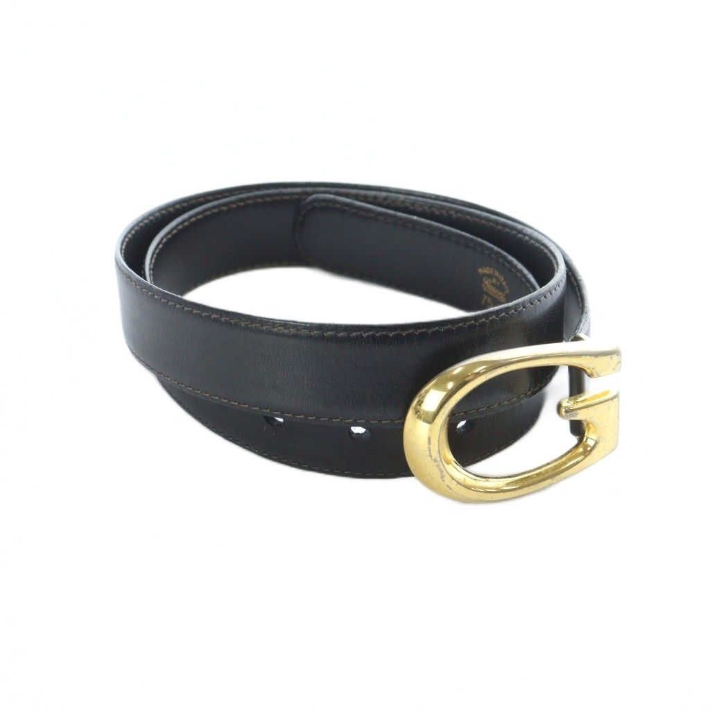 グッチ GUCCI ベルト Gロゴ バックル レザー ゴールド金具 75-30 黒