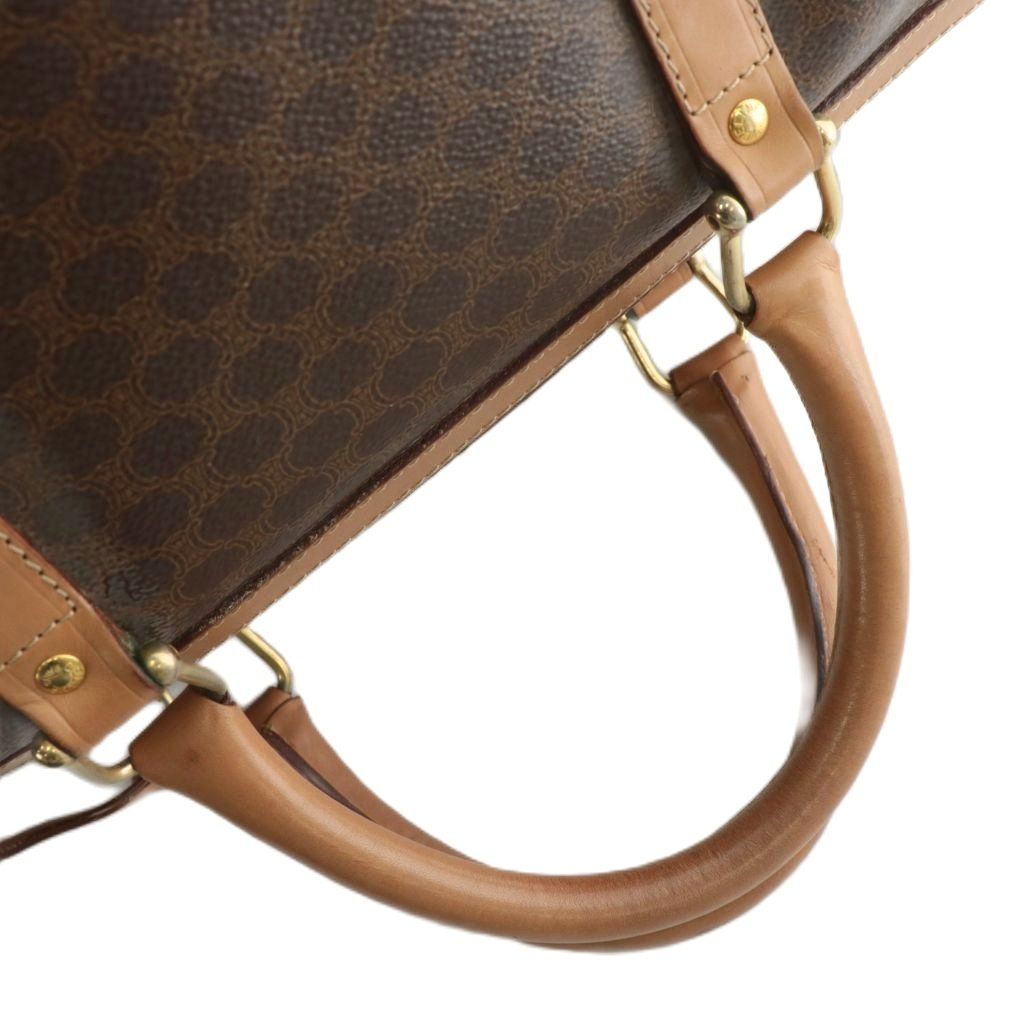 セリーヌ ボストンバッグ 旅行鞄 レザー×PVC マカダム柄 大容量 ブラウン CELINE セリーヌ マカダム柄 ボストンバッグ PVC レザー ブラウン M14